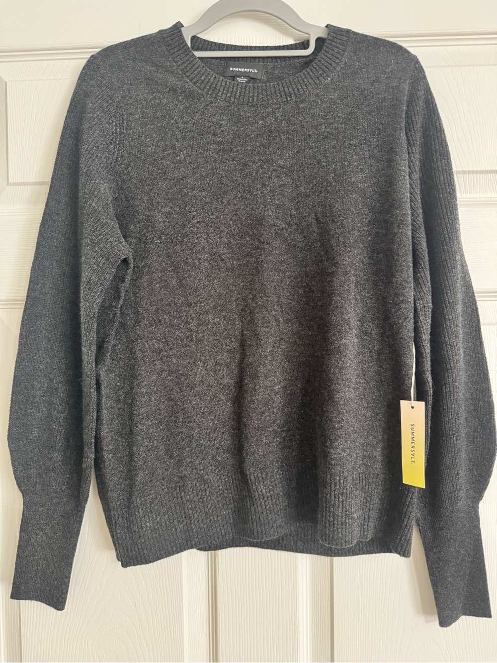NWT Summersalt Merino Wool Cashmere Sweater Charcoal Gray Balloon Sleeve S